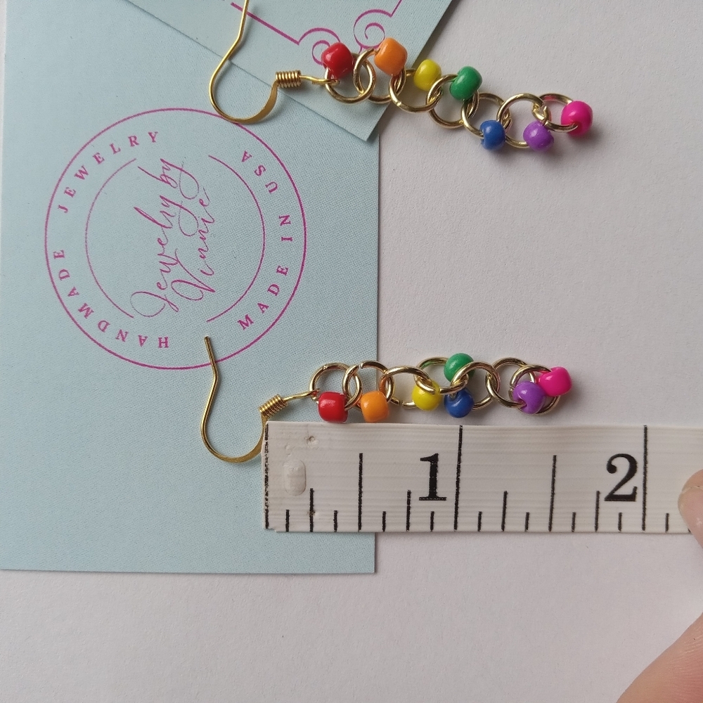 Hand Crafted Multicolor Beaded Earrings - Picture 5 of 6